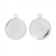 Serti pendentif pour cabochon plat 15 mm en Argent 925 x1