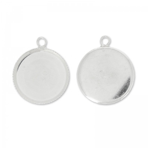 Serti pendentif pour cabochon plat 15 mm en Argent 925 x1