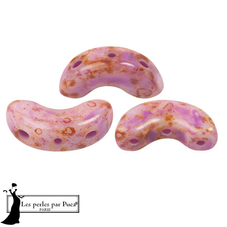 Perles en verre Arcos® par Puca® 5x10 mm - White Stony Violet x10g