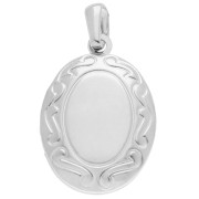 Pendentif porte-photo ovale 24x16 mm - motif arabesques - Placage argent fin x1|raw }}