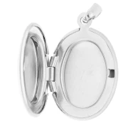 Pendentif porte-photo ovale 24x16 mm - motif arabesques - Placage argent fin x1