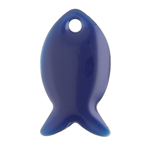 Sequins poissons en métal et résine époxy 14x8 mm - Bleu nuit x6