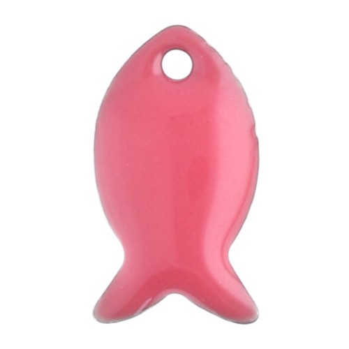 Sequins poissons en métal et résine époxy 14x8 mm - Rose Corail x6