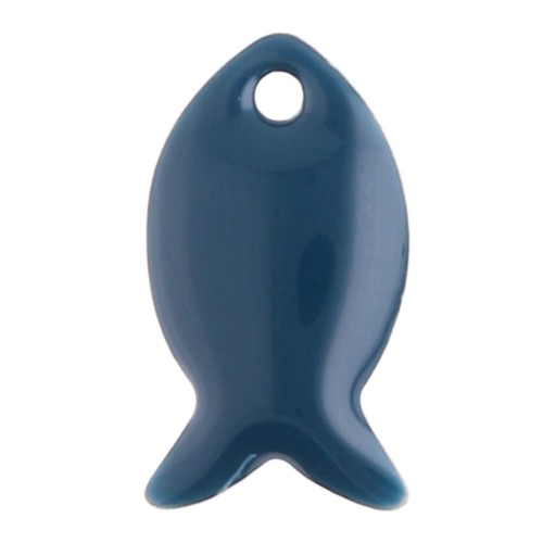 Sequins poissons en métal et résine époxy 14x8 mm - Pétrole x6