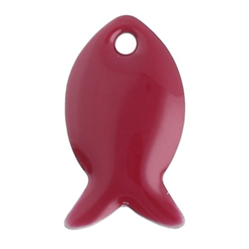 Sequins poissons en métal et résine époxy 14x8 mm - Rouge foncé x6