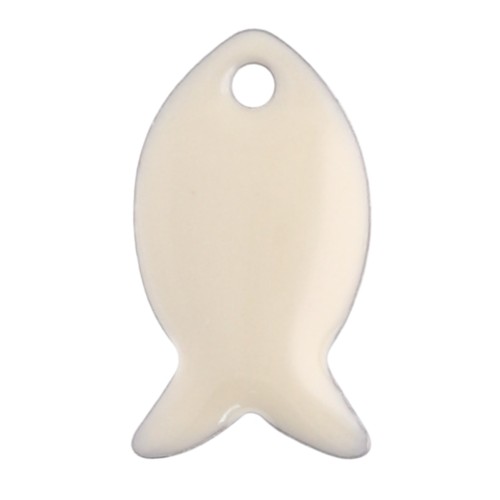 Sequins poissons en métal et résine époxy 14x8 mm - Crème x6