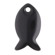 Sequins poissons en métal et résine époxy 14x8 mm - Noir x6