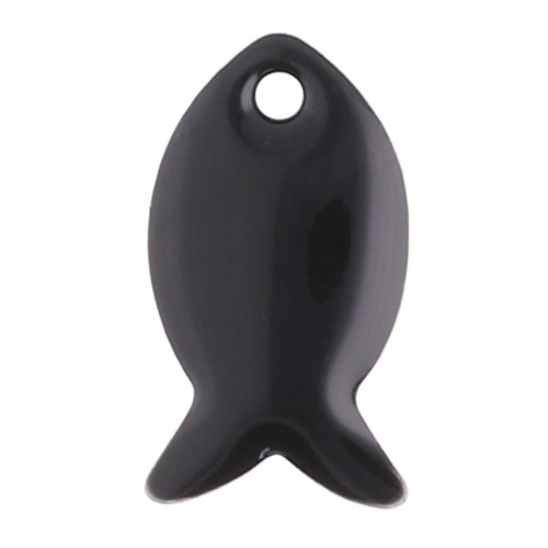 Sequins poissons en métal et résine époxy 14x8 mm - Noir x6