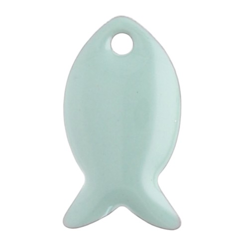 Sequins poissons en métal et résine époxy 14x8 mm - Sauge x6