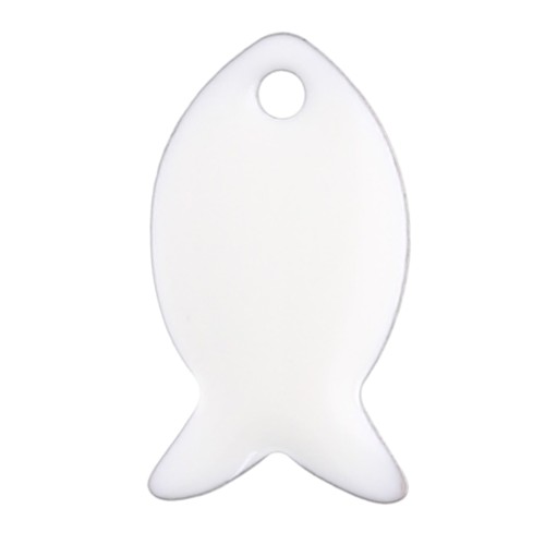 Sequins poissons en métal et résine époxy 14x8 mm - Ivoire x6