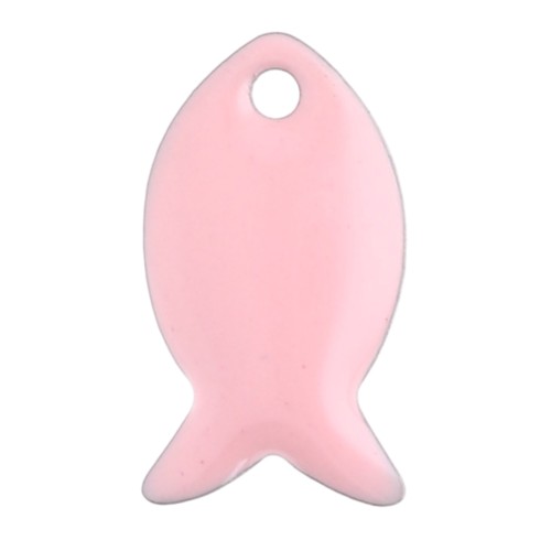 Sequins poissons en métal et résine époxy 14x8 mm - Rose dragée x6