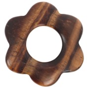 Pendentif fleur 20 mm en pierre gemme - Oeil de Tigre x1