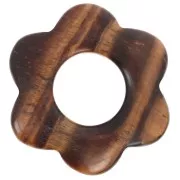 Pendentif fleur 20 mm en pierre gemme - Oeil de Tigre x1