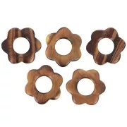 Pendentif fleur 20 mm en pierre gemme - Oeil de Tigre x1