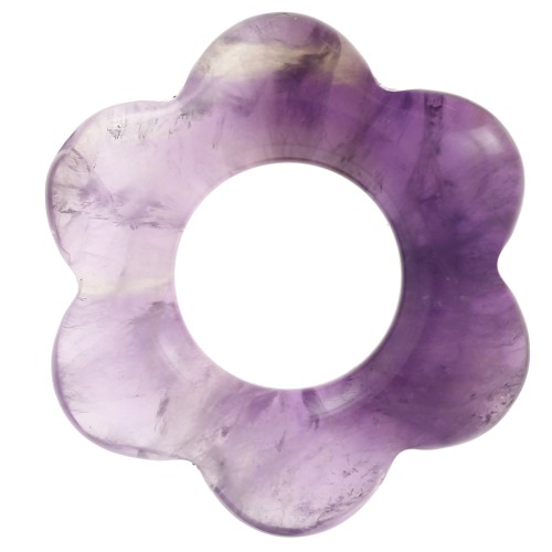 Pendentif fleur 20 mm en pierre gemme - Amethyste x1