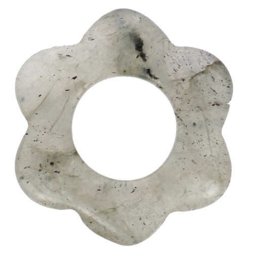 Pendentif fleur 20 mm en pierre gemme - Labradorite x1