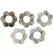 Pendentif fleur 20 mm en pierre gemme - Labradorite x1