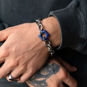 Pendentif fleur 20 mm en pierre gemme - Lapis Lazuli x1