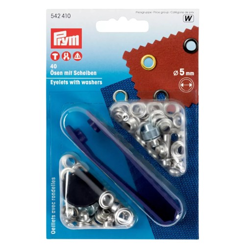 Boite de 40 oeillets 5 mm avec rondelles et outil de pose - Argenté x1