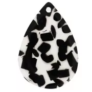 Pendentif goutte en acétate 22x15 mm - Terrazzo Transparent - Noir x1