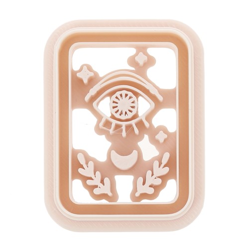 Emporte-pièce carte de tarot 3ème oeil 35.5x25mm en polymère biodégradable - Beige