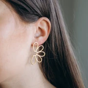 Clous d'oreilles fleur évidés 41x24 mm - Acier inoxydable 304 x2