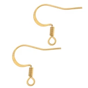 Crochets d'oreilles 17 mm avec anneau ouvert - Acier inoxydable 316L - Doré x2