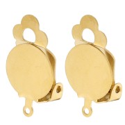 Clips d'oreilles plateau 12 mm oreilles non percées - Acier inoxydable 304 Doré x2