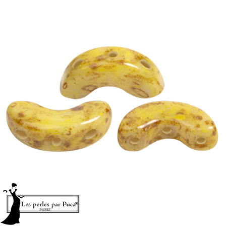 Perles en verre Arcos® par Puca® 5x10 mm - White Stony Beige Yellow x10g