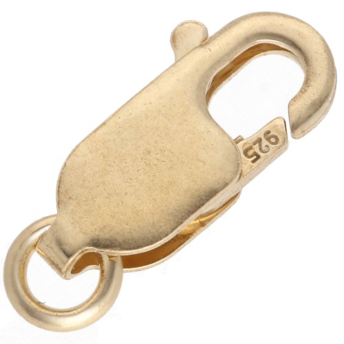 Fermoir mousqueton allongé 13.5 mm avec anneau ouvert - Argent 925 Doré x1