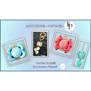 Perles rondes vintage 14 mm 2 trous - Grey x6