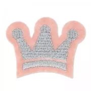 Ecusson Thermocollant Couronne 42x32 mm Light Rose/Argenté x1
