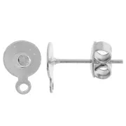 Clous d'oreilles disque avec anneau 6 mm en Acier Inoxydable 304L x2