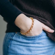 Bracelet maille Jaseron 7 mm - Doré à l'or fin x17cm