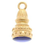 Pendentif ethnique 28x13 mm avec résine époxy - Doré à l'or fin - Bleu x1