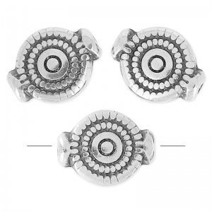 Perles disques 10x8 mm Placage Argent fin vieilli x4