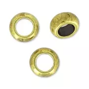 Perles rondes aplaties gros trou 5x2.4 mm bronze x5