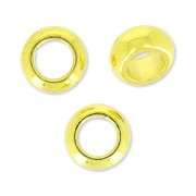 Perles rondes aplaties gros trou 5x2.4 mm Doré à l'or fin x5|raw }}