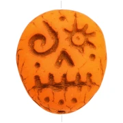 Perles en verre Woodoo Funny Face 16x14 mm - Orange fluo x5