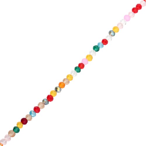 Perles rondelles facettées - rondes aplaties 4x3.5 mm - Multicolore Vif x40cm
