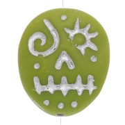 Perles en verre Woodoo Funny Face 16x14 mm - Olive - Argenté x5|raw }}