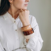 Bracelet jonc épais en résine opaque 69 mm - Camel x1