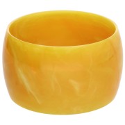 Bracelet jonc épais en résine opaque 68 mm - Marbré Miel - Blanc x1