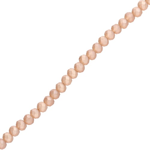 Perles rondelles facettées - rondes aplaties - 4x3.5 mm - Ocre Frosted x48cm