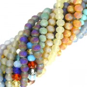 Perles rondelles facettées - rondes aplaties -4x3 mm Greige Frosted x40cm