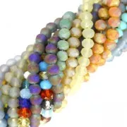 Perles rondelles facettées - rondes aplaties -4x3 mm Greige Frosted x40cm