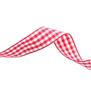 Ruban vichy Mokuba 14 mm - Rouge - Blanc x50cm