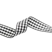 Ruban vichy Mokuba 14 mm - Noir - Blanc x50cm