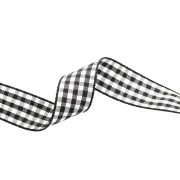 Ruban vichy Mokuba 14 mm - Noir - Blanc x50cm