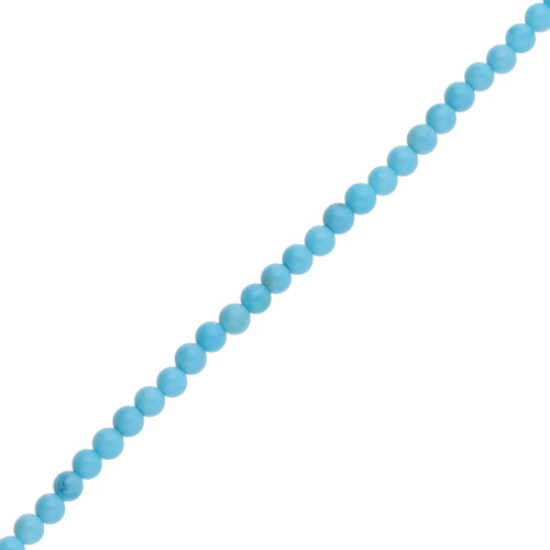 Perles rondes 2.5 mm en pierre gemme teintée - Magnésite turquoise x38cm